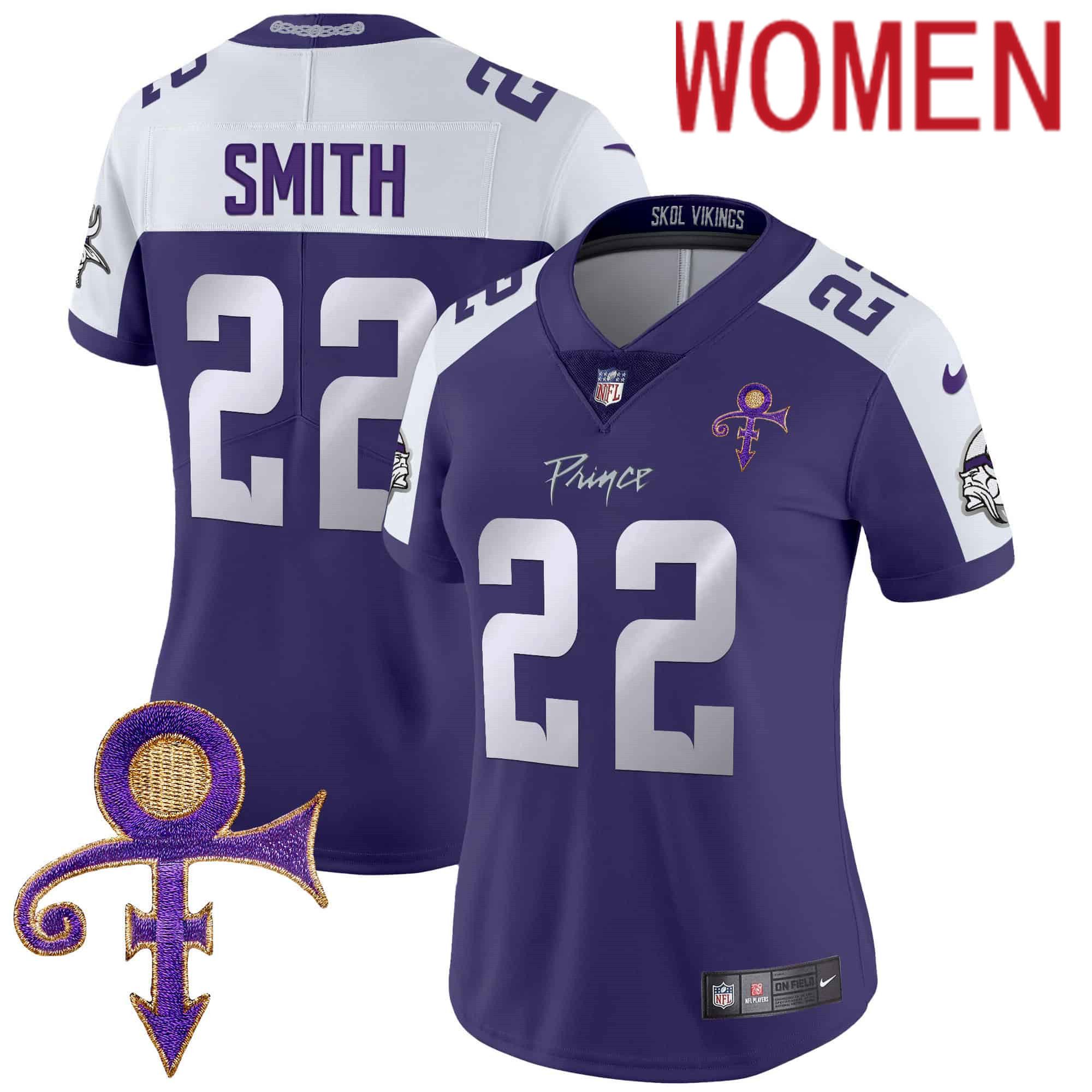 Women Minnesota Vikings #22 Smith Purple 2024 Nike Prince Vapor Limited NFL Jersey
